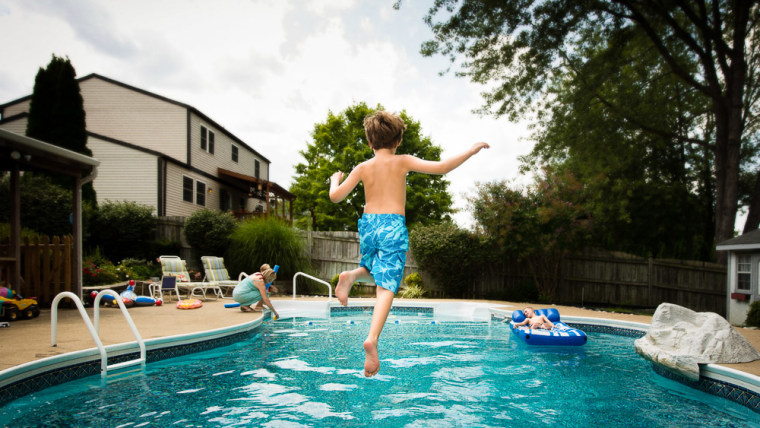 Shooting kids mid-leap will produce poolside action shots that can capture milestones such as learning to dive, or jumping into the water without a float for the first time.