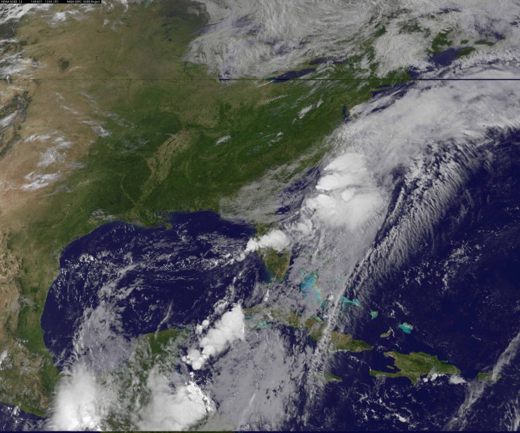 Image: A NASA satellite image showing the Tropical Storm Colin over the U.S. South-East coast