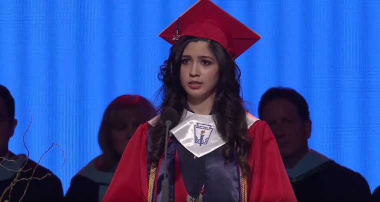 McKinney Boyd High School valedictorian Larissa Martinez speaks at her graduation ceremony.