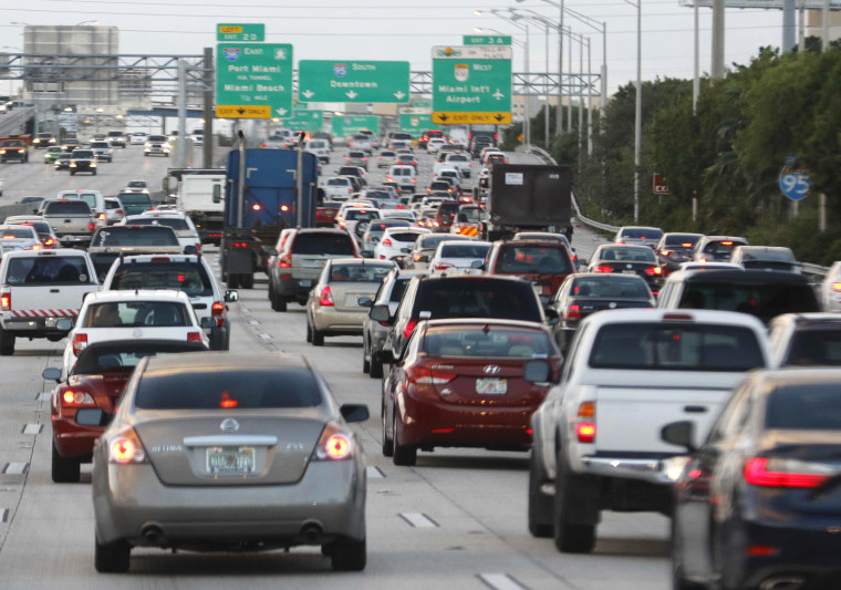 Image: File photo of rush hour traffic on Interstate 95 near downtown Miami Florida