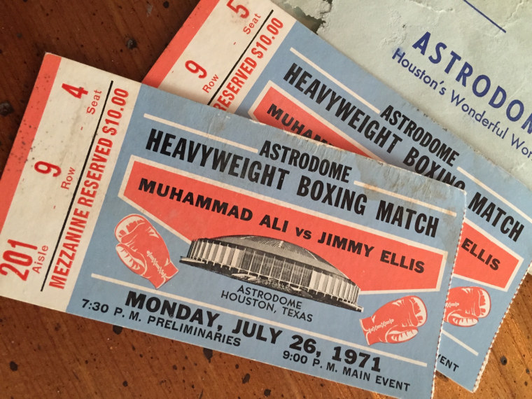 Tickets to Muhammad Ali v. Jimmy Ellis fight dated July 26, 1971.