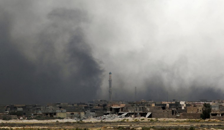 Image: Smoke billows from Fallujah's southern Shuhada neighbourhood