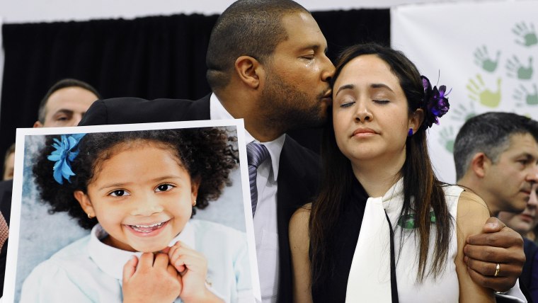 Jimmy Greene,  Nelba Marquez-Greene with Sandy Hook shooting victim, Ana