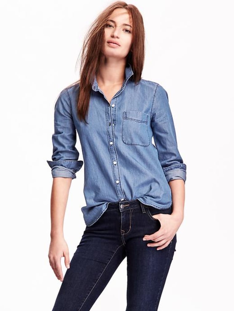 Chambray Button Down Top