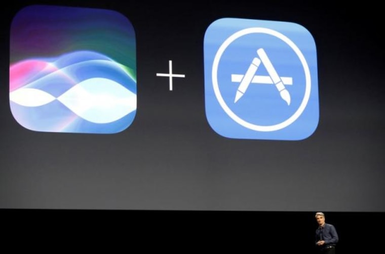 Craig Federighi of Apple Inc., announces that the company's Siri assistant for iOS will be opened for developers at the company's World Wide Developers Conference in San Francisco, California
