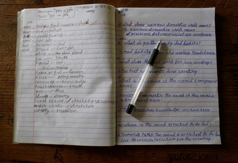 Image: Kami's notebook on his desk.