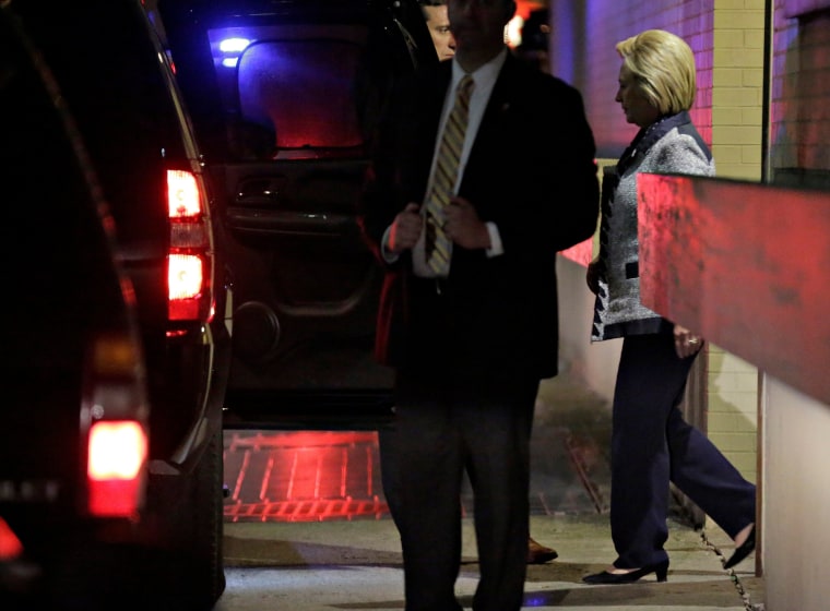 Image: Hillary Clinton departs after meeting Bernie Sanders