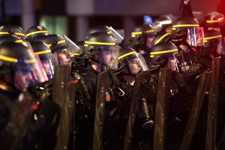 Image: Police officers during pause in clashes in Lille, France, on June 16, 2016