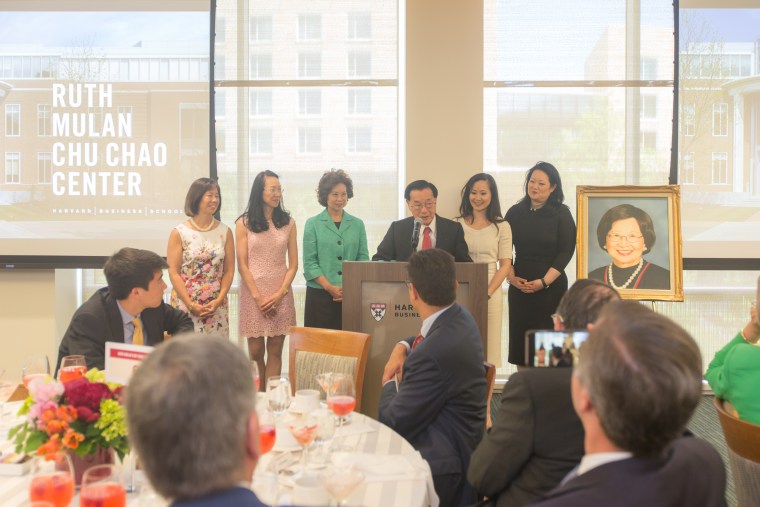 Dr. James Si-Cheng Chao speaking at the dedication of the Ruth Mulan Chu Chao Center.