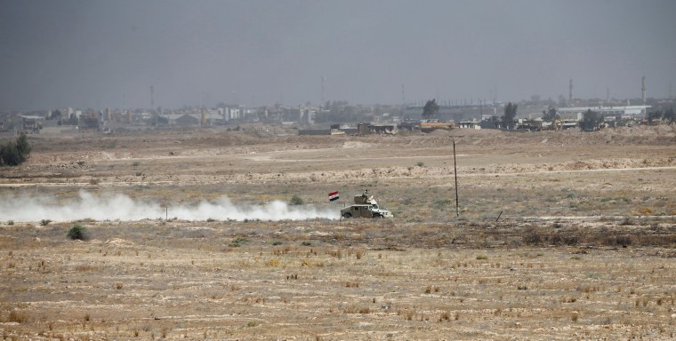 Image: An Iraqi army vehicle is seen in Falluja