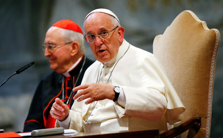 Image: Pope Francis talks during the opening of a meeting of Rome's diocese in Saint John Lateran basilica in Rome