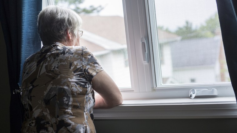 Senior, old, woman, window