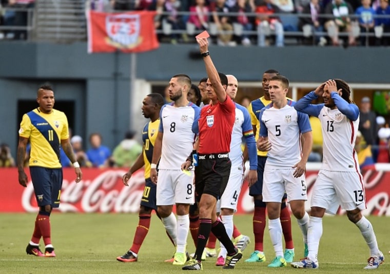 Jermaine Jones Seeing His Red Card Against Ecuador in La Copa America - COPAM2016-USA-ECU