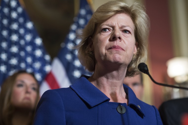 Sen. Tammy Baldwin, D-Wis., speaks during a news conference in the Capitol on June 16, 2016. 