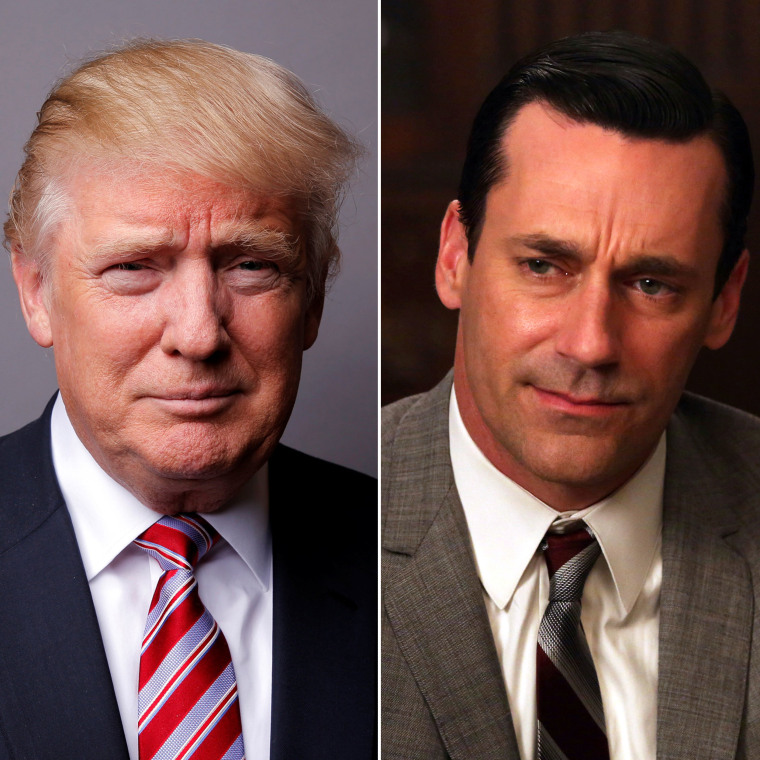 Presumptive republican presidential candidate Donald Trump and Jon Hamm as Don Drapper in "Mad Men."