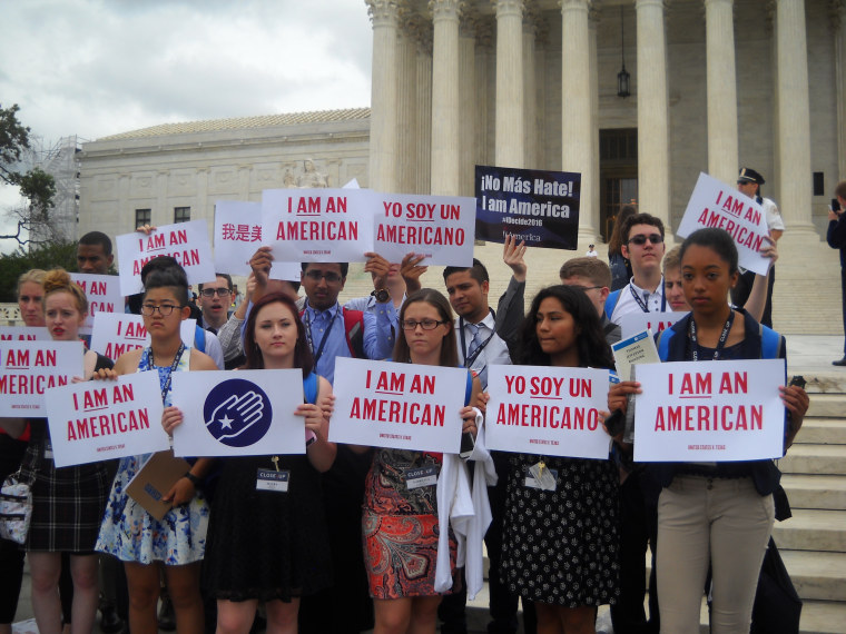 Demonstrators at the U.S. Supreme Court in Washington, D.C. on June 23, 2016