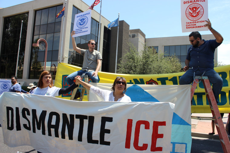 These were the four people who got arrested in Phoenix Thursday after they disobeyed police orders to stop blocking traffic. They were protesting the U.S. Supreme Court's decision blocking President Obama's immigration plan.