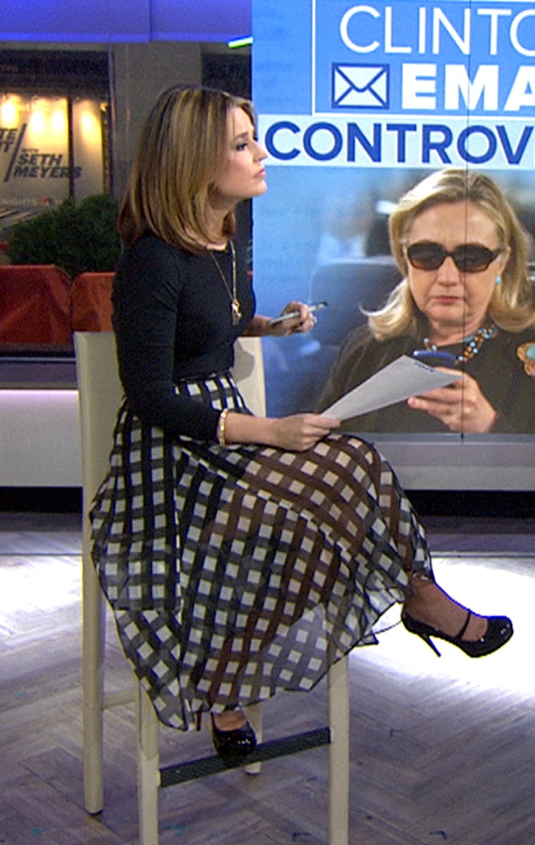 Savannah Guthrie wearing a gingham skirt on TODAY.