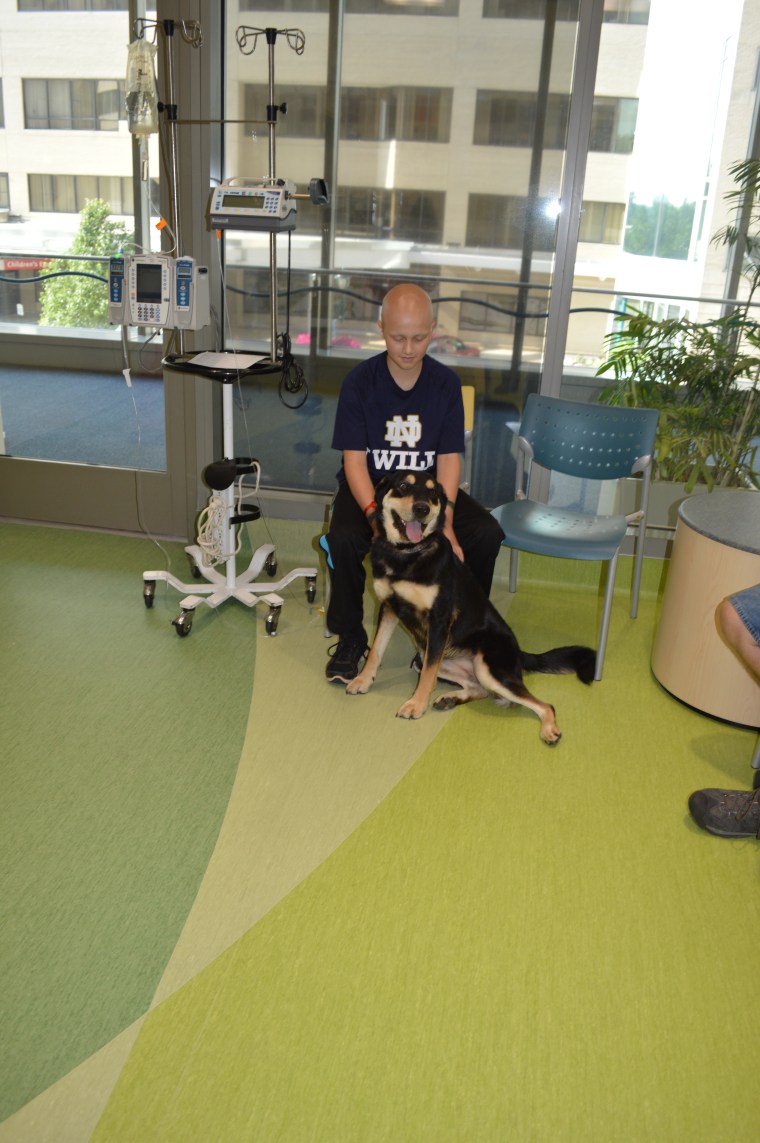 Steven Conner is reunited with his dog Roxie at the Purina Family Pet Center