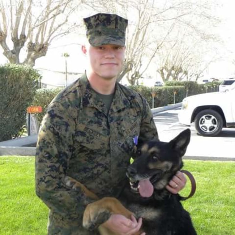 Russ Beckley Jr. and his military dog Rico