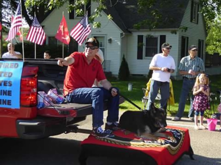 Russ Beckley Sr. with former military dog Rico