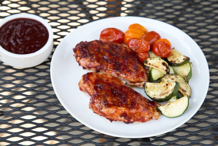 Chicken with cherry barbecue sauce