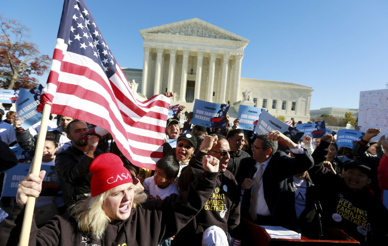 Image: Immigrants and community leaders rally in front of the U.S. Supreme Court in Washington