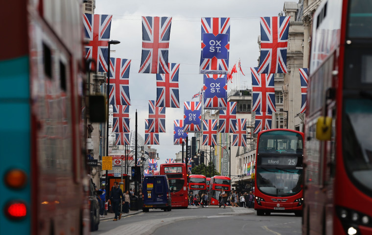 Image: Union flags in London's Oxford Street