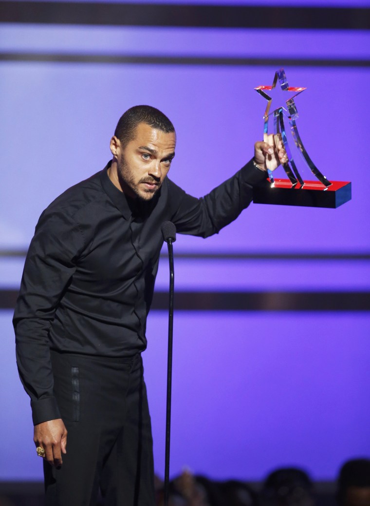 Jesse Williams accepts his award during the 2016 BET Awards in Los Angeles