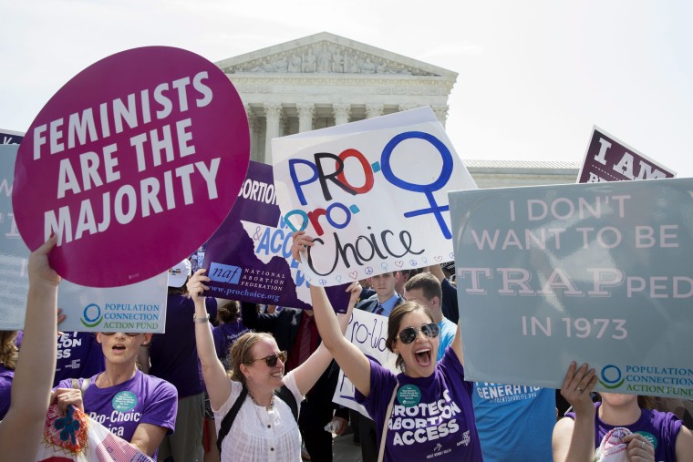Image: Pro-choice supporters celebrate outside the court