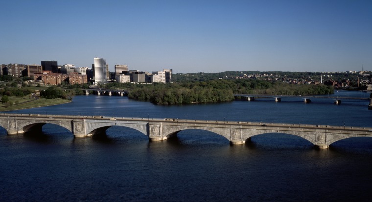 Arlington Memorial Bridge over the Potomac River between the Lincoln Memorial in Washington and Arli