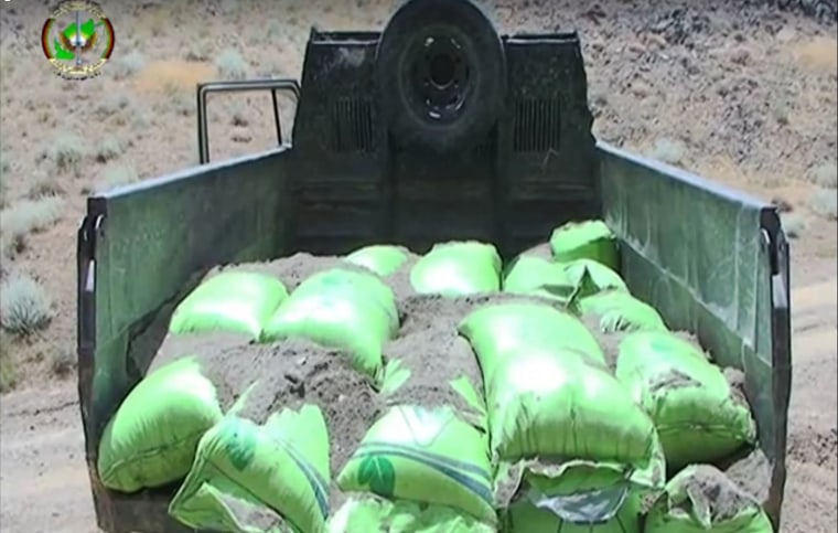 Images: Bags of explosives on a truck