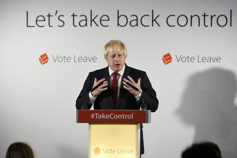 Image: Boris Johnson speaks at the group's headquarters in London