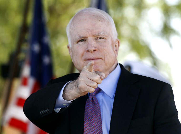 Sen. John McCain attends a Memorial Day Ceremony in Phoenix on May 30.