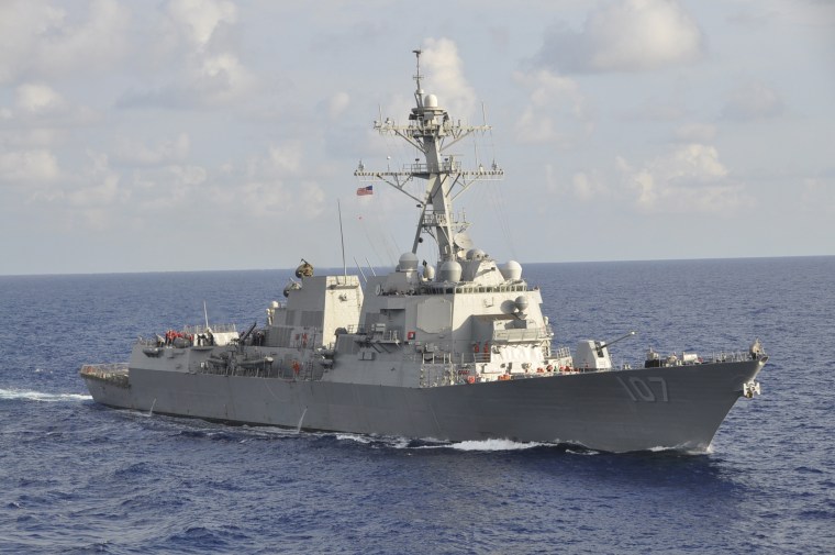 Handout photo of the Arleigh Burke-class guided-missile destroyer USS Gravely during the an exercise conducted in the western Caribbean Sea