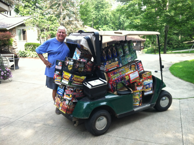 Golf cart of fireworks