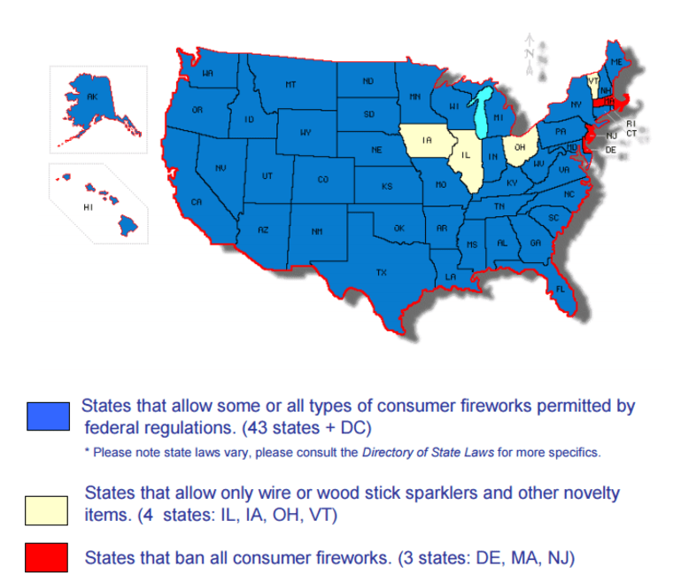 Map of state firework laws.
