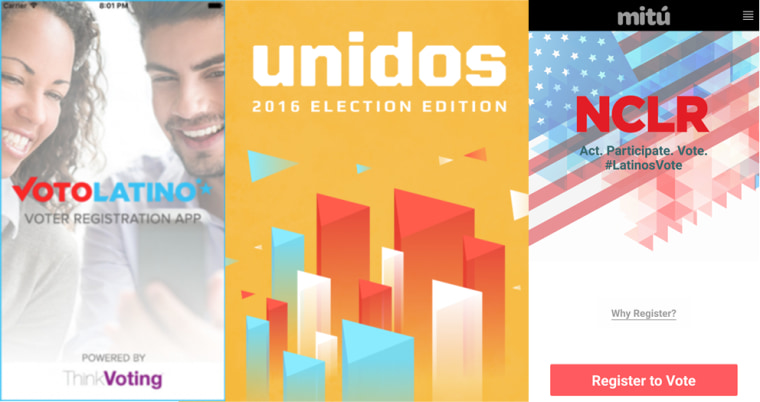 Voter registration apps geared toward Latino audiences and immigrants.