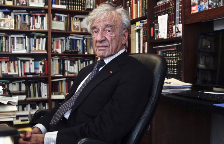 Holocaust activist and Nobel Peace Prize recipient Elie Wiesel, 83, in his office on in New York on Sept. 12, 2012.