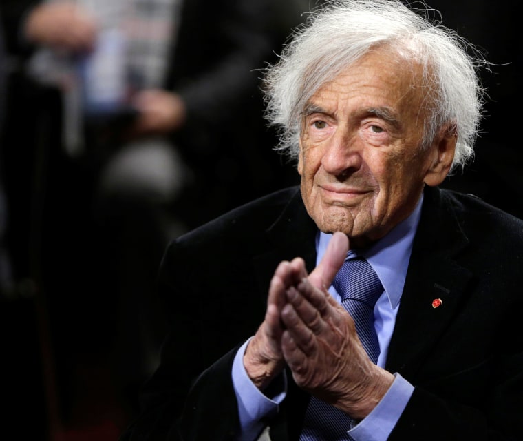 Image: File picture of Nobel Peace Laureate Wiesel at a roundtable discussion on Capitol Hill in Washington