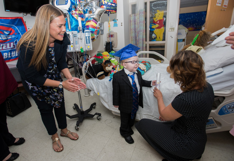 Lucas St. Onge at his pre-K graduation in a hospital