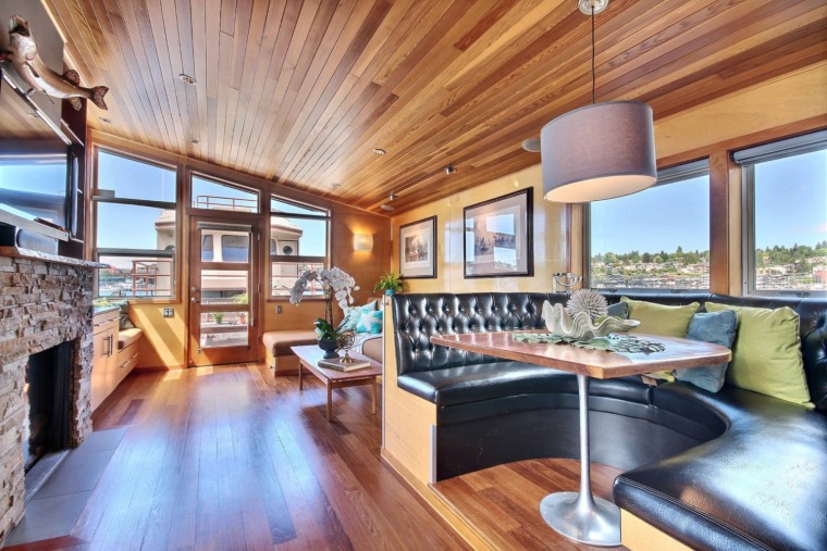 Dining area of Seattle houseboat