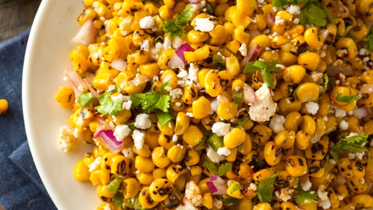 Smoky Chipotle Grilled Corn Salad with Feta and Tomatillo
