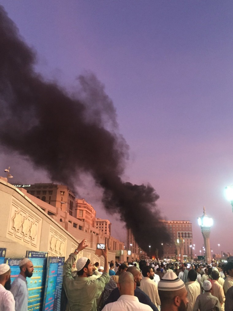 Image: Smoke rises from Al-Masjid an-Nabaw in Medina, Saudi Arabia, on July 5.