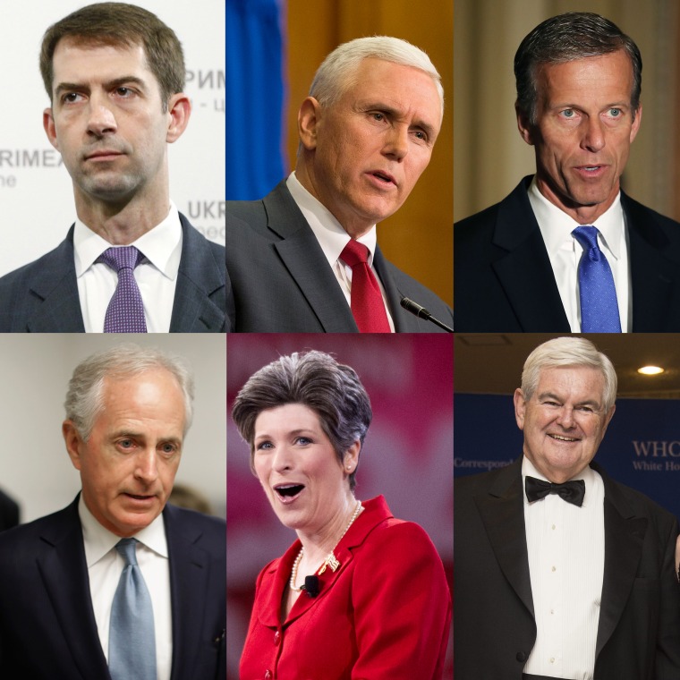 Tom Cotton, Mike Pence, John Thune, Bob Corcker, Joni Ernst and Newt Gingrich