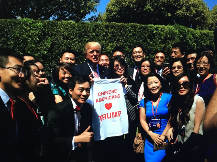 Republican presidential candidate Donald Trump meeting with members of Chinese Americans for Trump on June 3 in Beverly Hills, California.