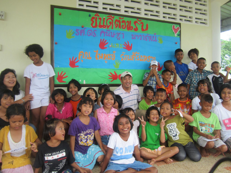 Ratanasirintrawoot visiting a school in Phuket, Thailand.