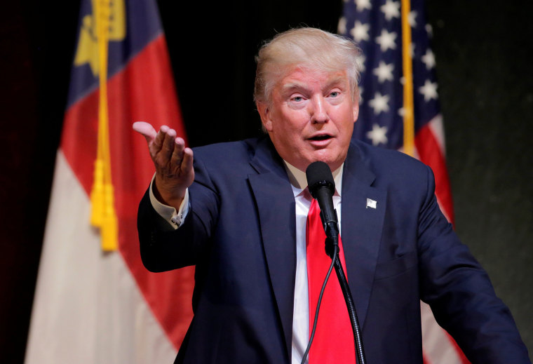 Image: Republican U.S. presidential candidate Donald Trump speaks at a campaign rally in Raleigh.