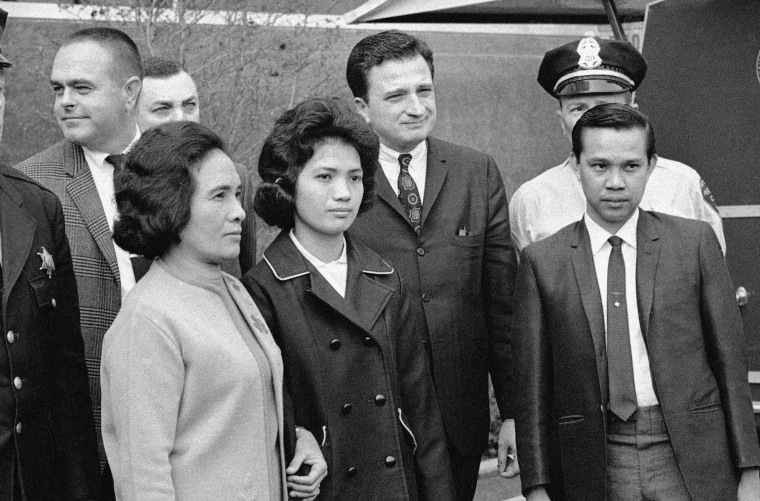 Image: Corazon Amurao, star witness for the prosecution in the trial of Richard Speck and her mother Macaria Amurao, leave the courthouse