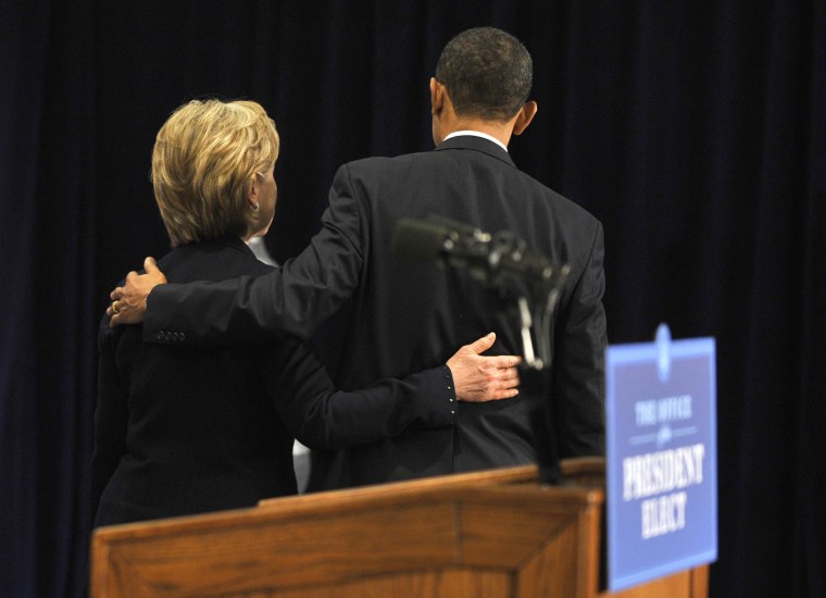 US President elect Barack Obama and Hillary Clinton